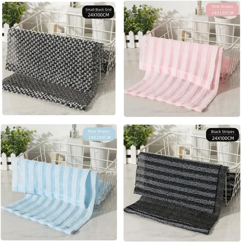 MOSYFEIBI Washcloth Loofah Combo Loufee Exfoliating mesh Bath Towel for Body Wash&Smooth Skin+Free Loofah Dish Towel (4Pcs Long Bath Towel) - Image 2